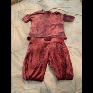 Cranberry velour 2 piece outfit
